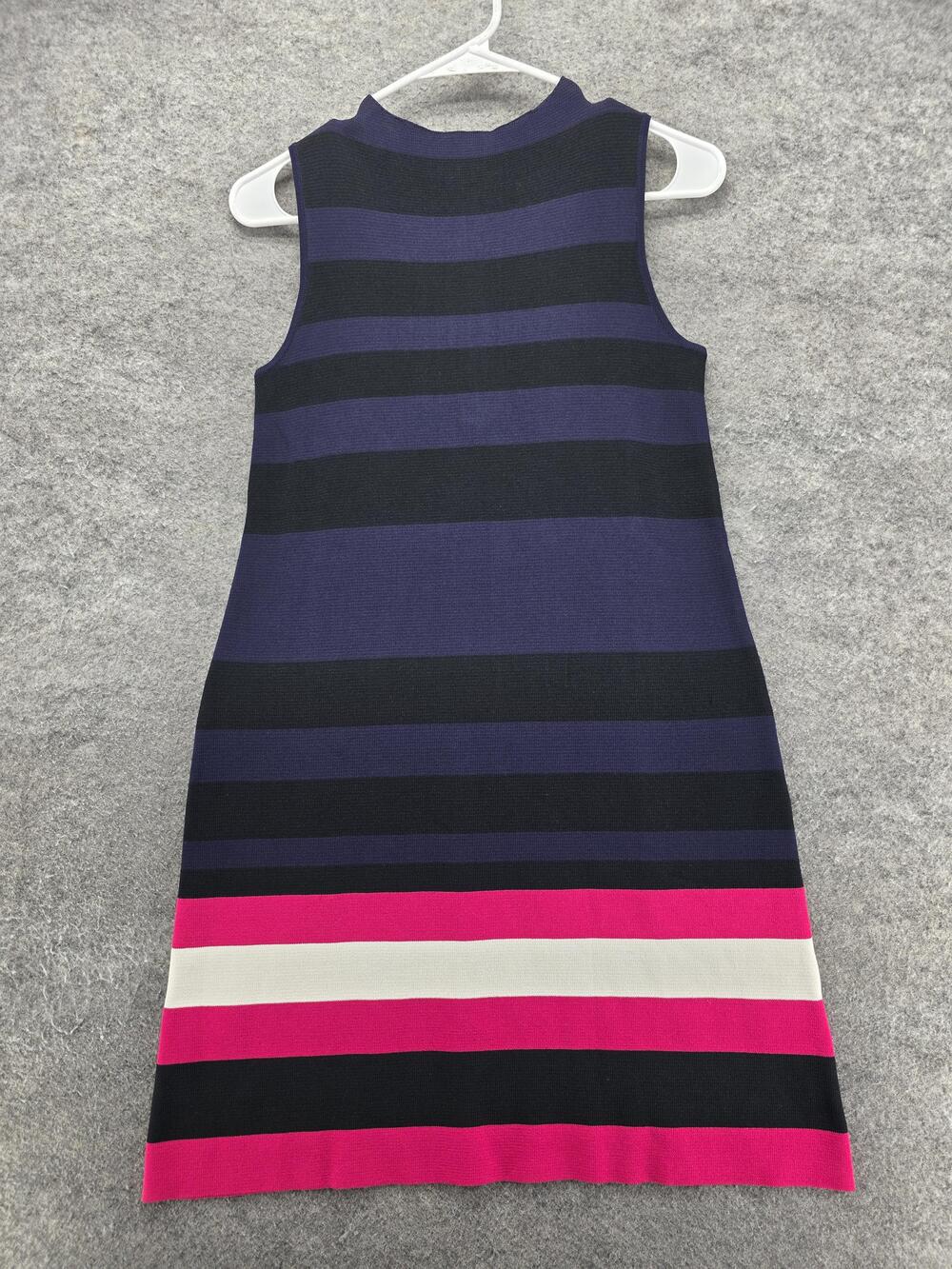 Eliza J Dress Womens 2 Multicolor Stripe Mock Neck Sleeveless Shift Knit Work